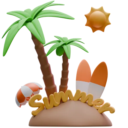 Summer Island  3D Icon