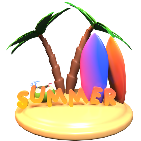 Summer Island  3D Icon
