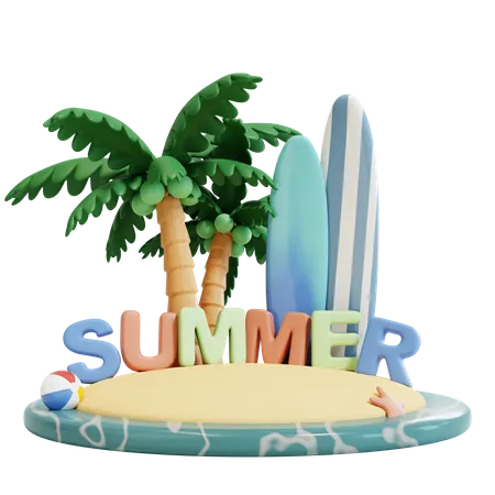 Summer Island  3D Illustration