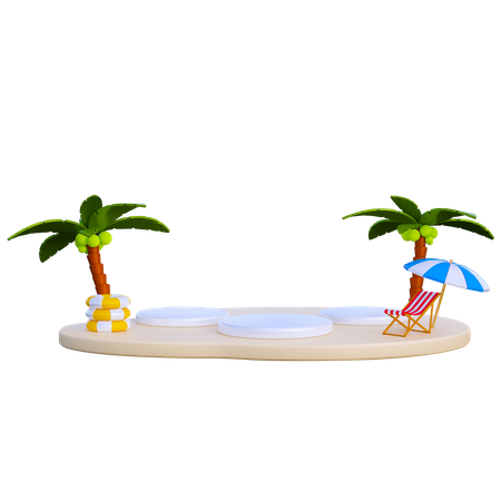 Summer Podium  3D Illustration