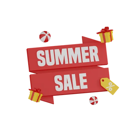 Summer Sale Ribbon  3D Icon