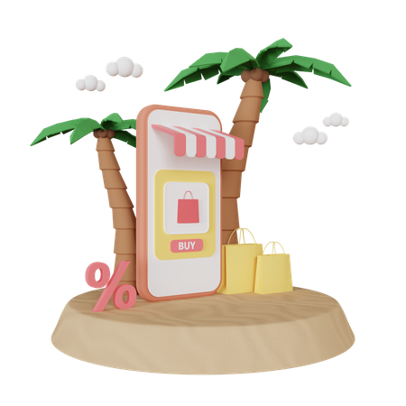 Summer shopping discount  3D Illustration