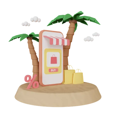 Summer shopping discount  3D Illustration