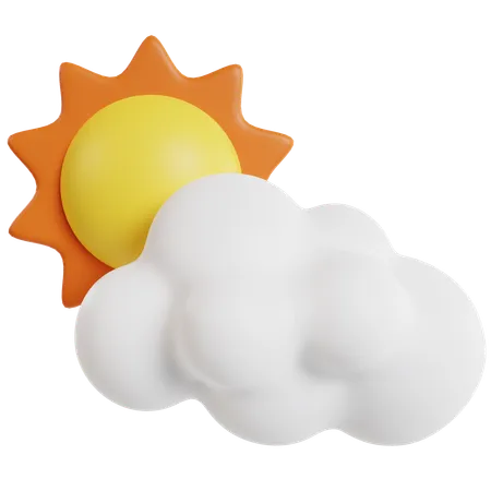 Summer Sun And Clouds In Space  3D Icon