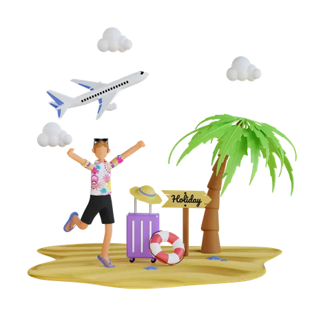 Summer Trip 3D Illustration
