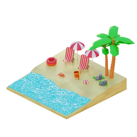 Summer Vacation 3D Illustration