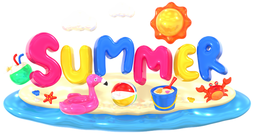 Summer word scene and ocjects  3D Icon