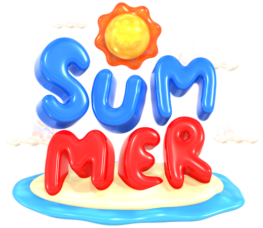 Summer word scene and sky  3D Icon