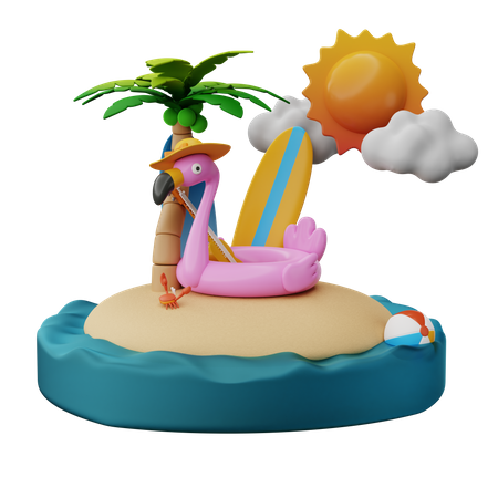 Summertime On The Island  3D Illustration