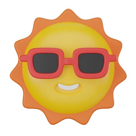Happy Sun Donning Sunglasses Perfect For Conveying The Joy And Vibrancy Of Sunny Days At The Beach Or On Vacation 3 D Render Illustration 3D Icon