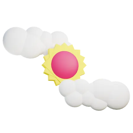 3 D Illustration Of A Sun Covered In Clouds 3D Icon