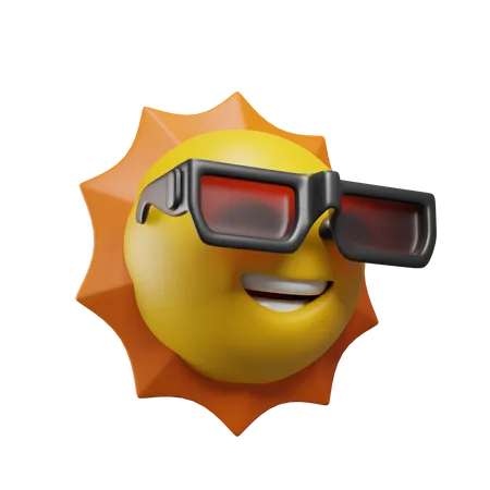 Illustration Of Sun With Glasses 3D Icon