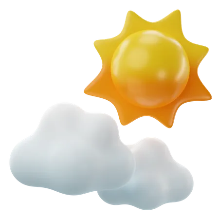 Adorable 3 D Rendering Of A Sun And Clouds Icon 3D Icon