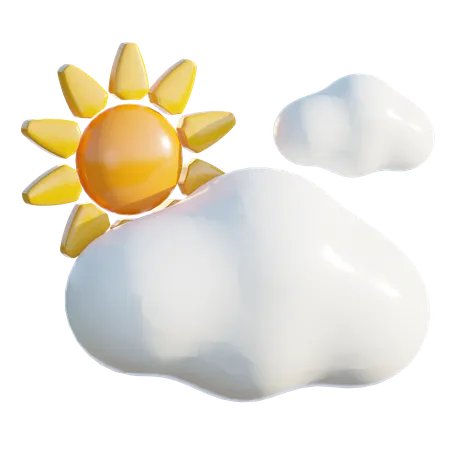 Sun And Cloud  3D Icon