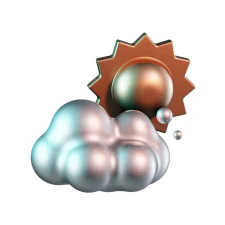 Sun and Cloud  3D Icon