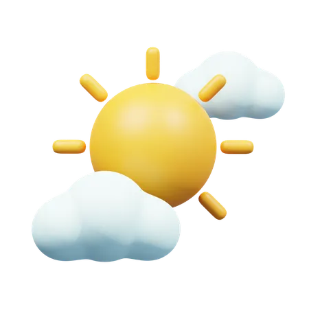 Sun And Cloud  3D Icon