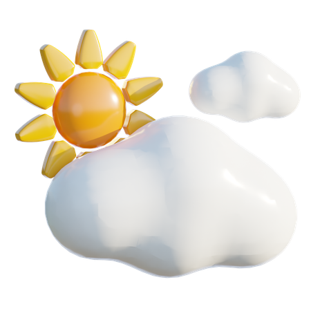 Sun And Cloud  3D Icon