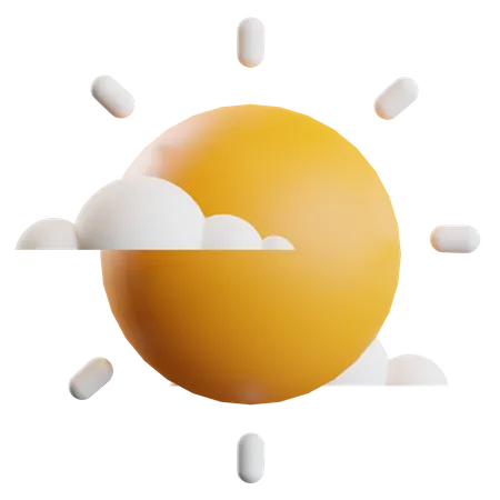 Sun And Cloud  3D Illustration