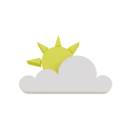 Sun And Cloud  3D Illustration