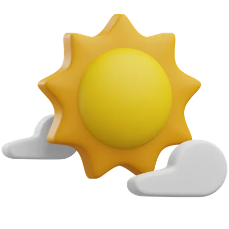 Cloudy Sun 3 D Illustration With Transparent Background 3D Icon
