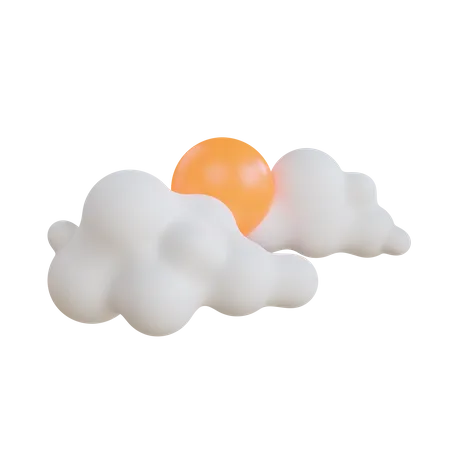 Weather Symbol Sun And Cloud White Cloud With A Sun On It 3 D Illustration Of Weather Icon 3D Icon
