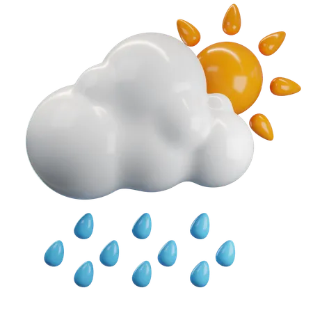 Sun And Moderate Rain  3D Icon