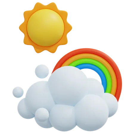 Sun And Rainbow  3D Icon