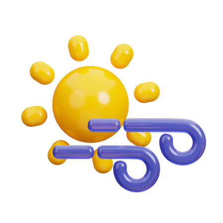 Sun and Windy  3D Icon