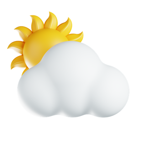 Sun Behind Cloud  3D Icon