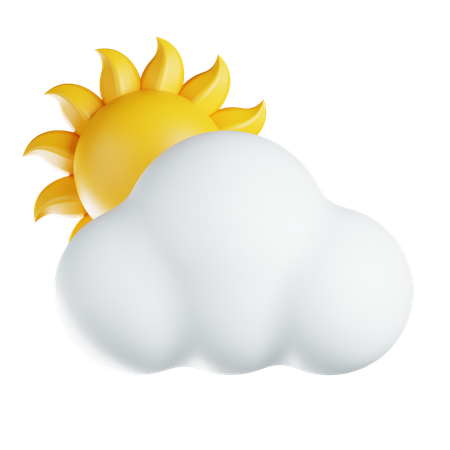 Sun Behind Cloud  3D Icon