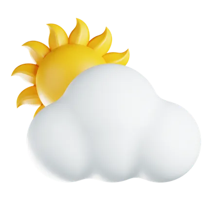 Sun Behind Cloud  3D Icon