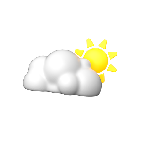 Sun Behind Cloud  3D Icon