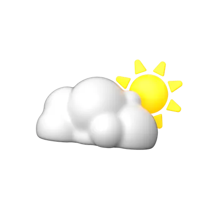 Sun Behind Cloud  3D Icon