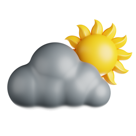 Sun Behind Dark Clouds  3D Icon