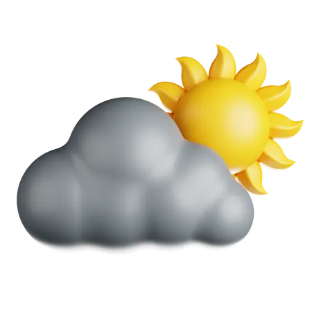 Sun Behind Dark Clouds  3D Icon