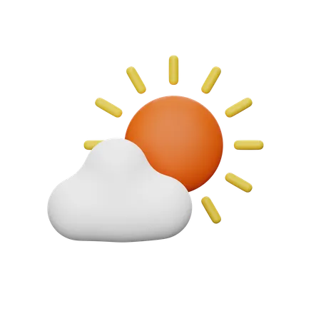 Sun cloud  3D Icon