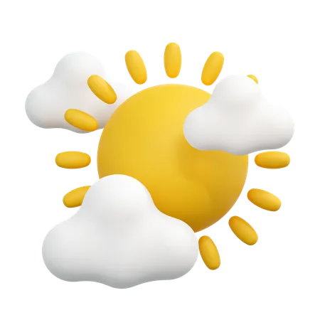 Sun Cloudy Illustration 3D Icon