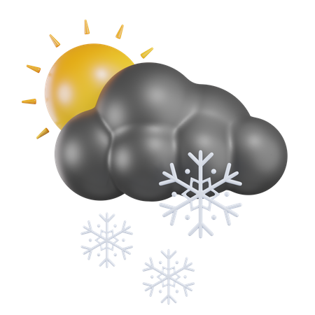 Sun Cloudy Snow Rain  3D Icon