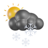3d sun cloudy snow rain illustration