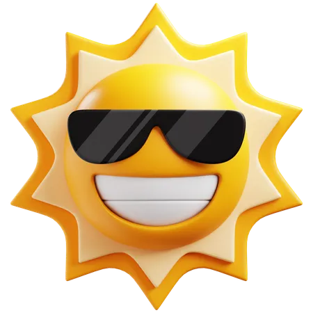 Sun Emoji With Sun Glasses 3D Icon