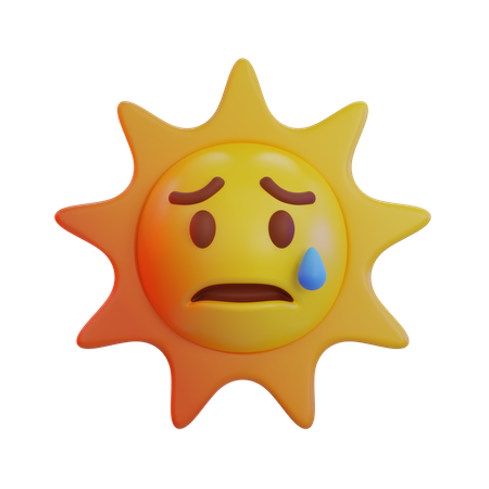 Sun Fearful Emoji  3D Icon