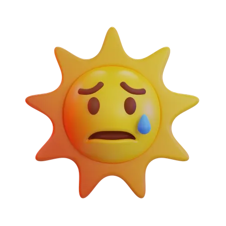 Sun Fearful Emoji  3D Icon