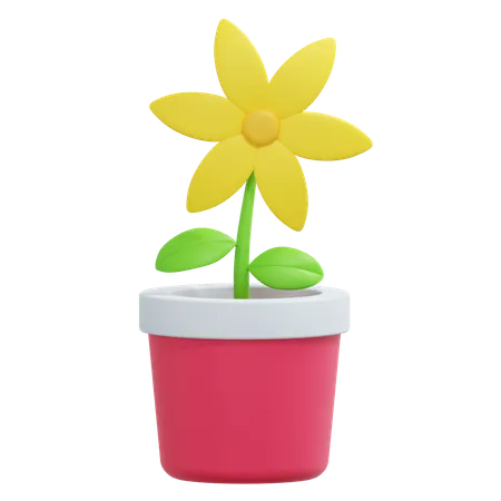 Sun Flower In The Pot  3D Icon