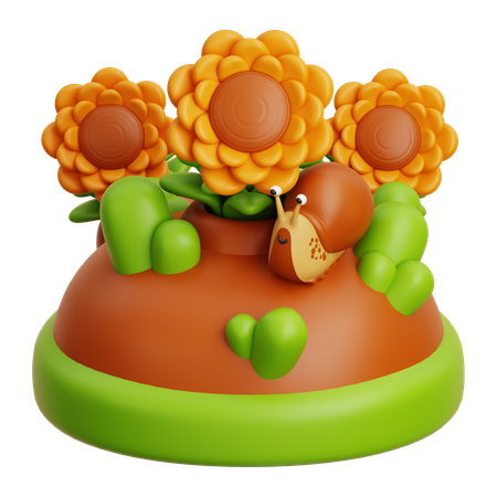 Sun Flowers  3D Icon