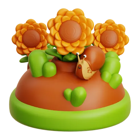 Sun Flowers  3D Icon