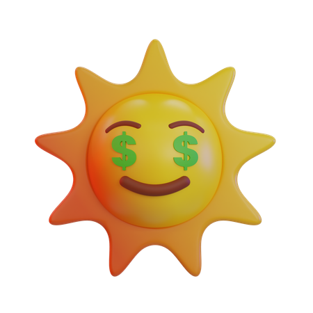 Sun Money Eye Emoji  3D Icon