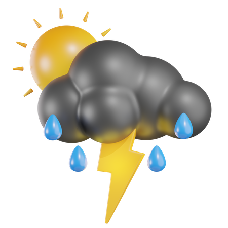 Sun Rain Flash  3D Icon
