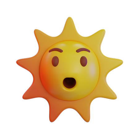Sun Shocked Emoji  3D Icon