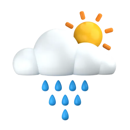 Sun Shower 3 D Weather Icon 3D Icon