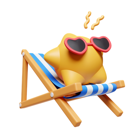 Sun Sitting On Beach Chair  3D Icon